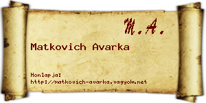 Matkovich Avarka névjegykártya